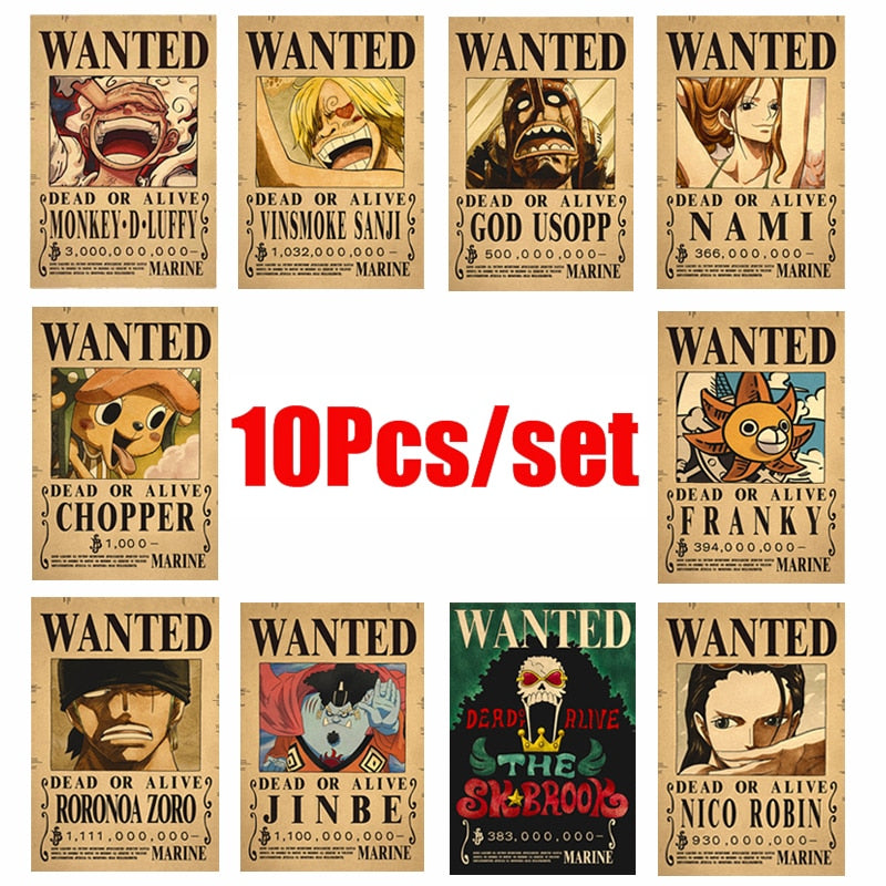 Lot de 10 affiches de prime One Piece - Posters autocollants d